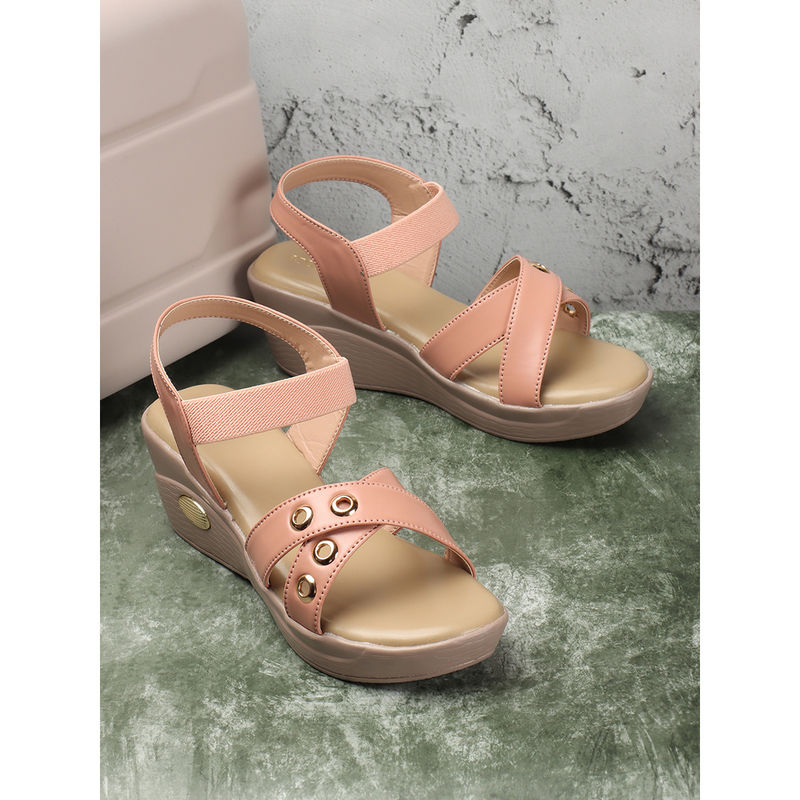 Iconics Women Peach Comfort Sandals (EURO 36)