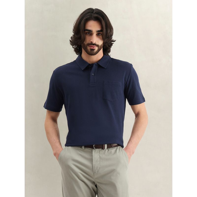 GANT Solid Navy Blue Polo T-Shirt (S)