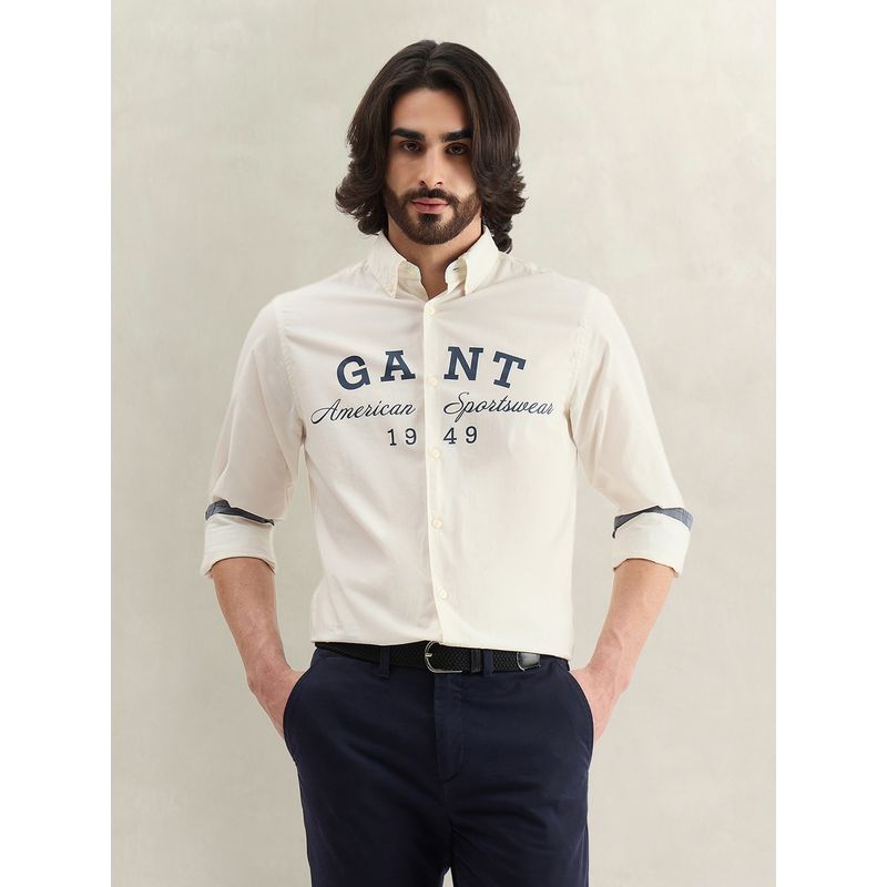 GANT Printed Off White Shirt (M)