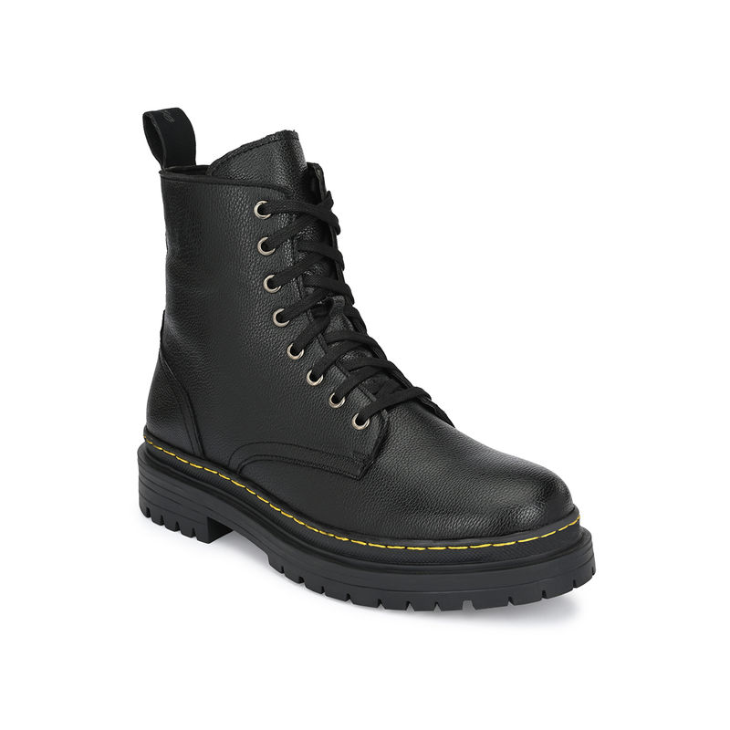 Delize Solid Black Lace-Up Derby Boots (UK 8)