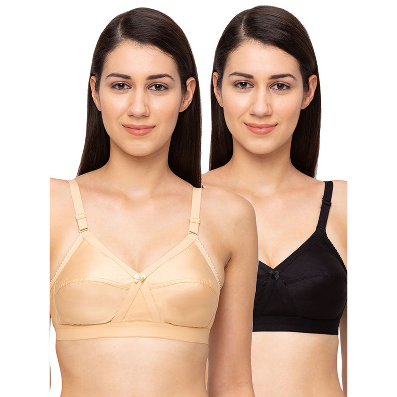 Juliet Womens Non Padded Non Wired Bra Combo Camme Skin Black (44C)