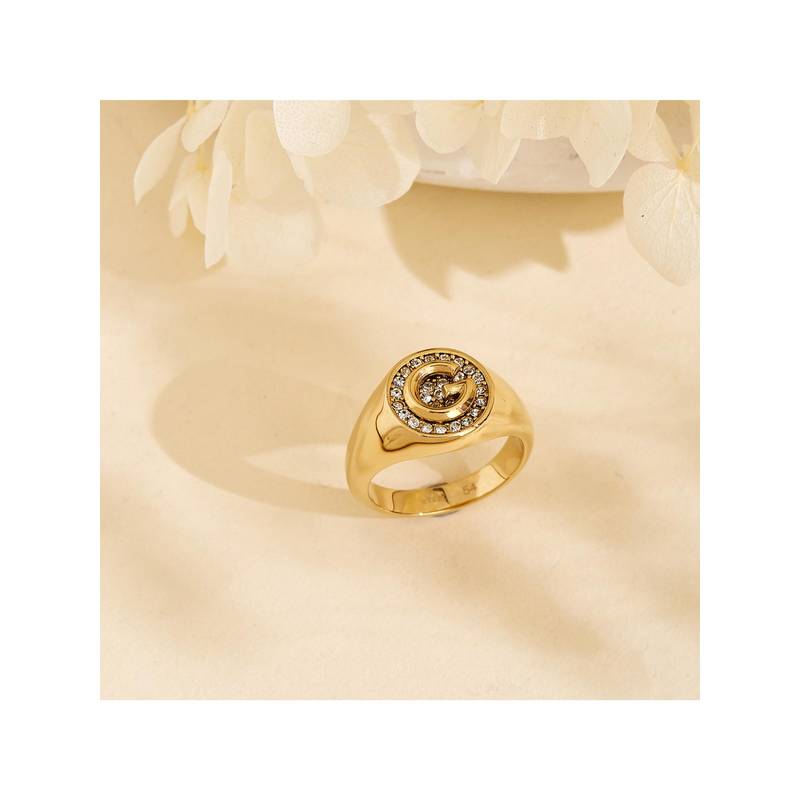 Guess G Crystal Ring For Women, Stainless Steel, Anti-Tarnish, Gold-Plated (13)