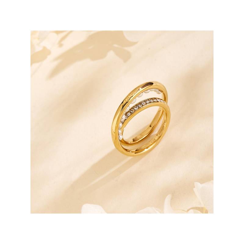 Guess Tiny Pearly Ring For Women, Stainless Steel, Anti-Tarnish, Gold-Plated (15)