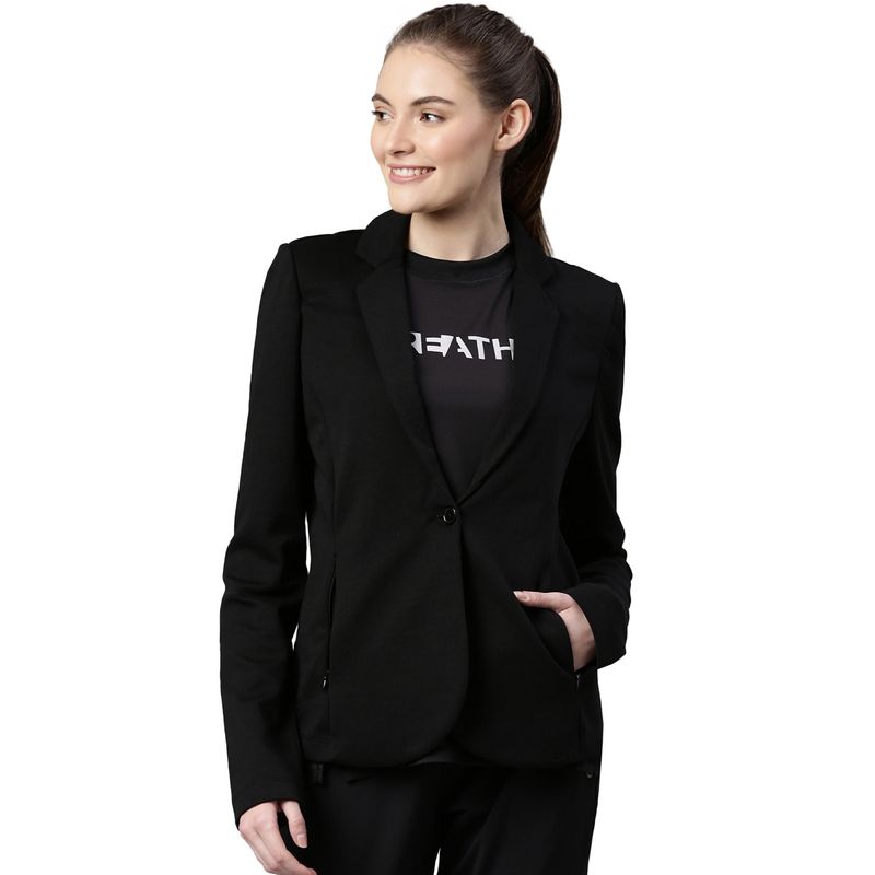Enamor Womens A903-Dry Fit Full Sleeve With Antimicrobial Finish Sporty Blazer-Jet Black (M)