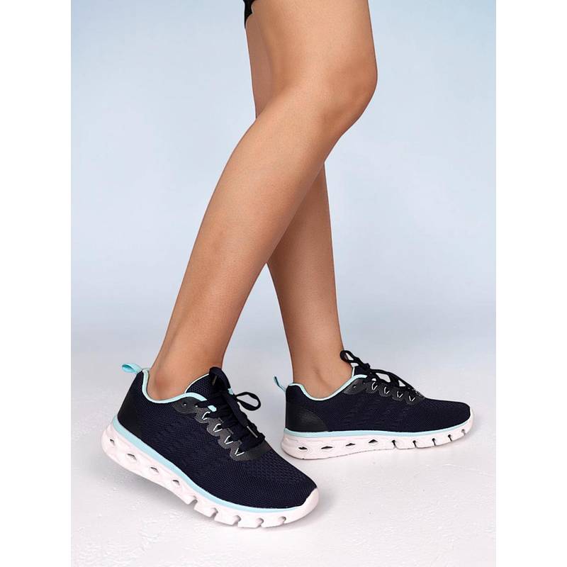 Truffle Collection Navy Blue Solid Casual Sneakers (UK 3)