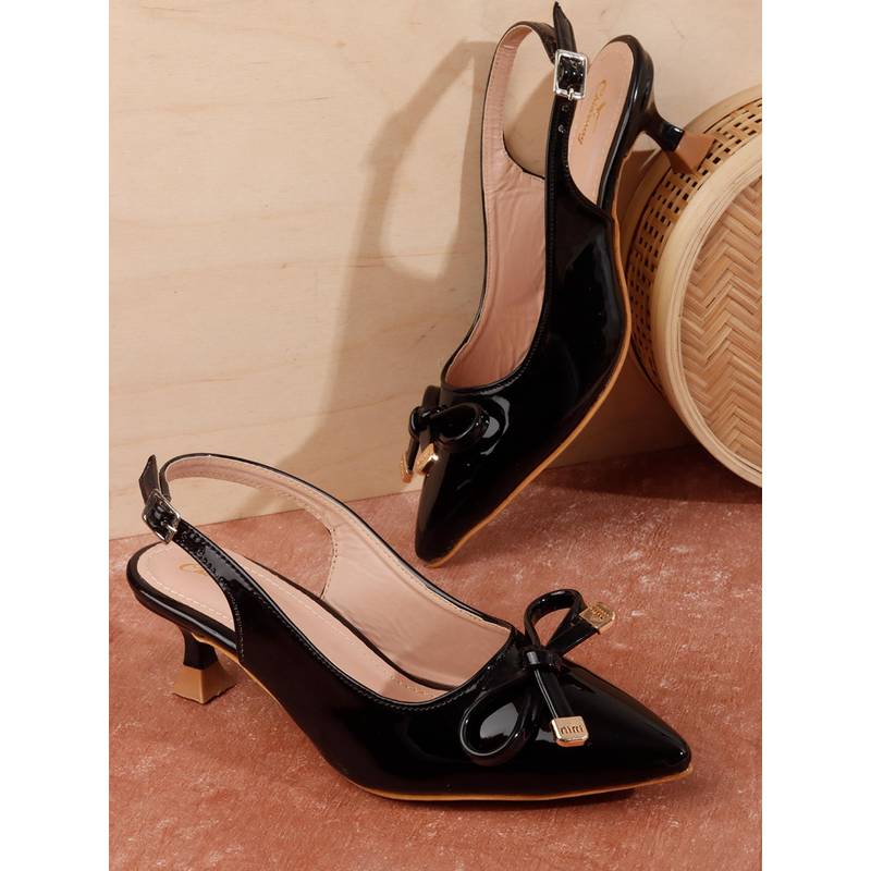 CHINRAAG Black Synthetic Pointed Toe Tpr Pair Of Heels (UK 4)