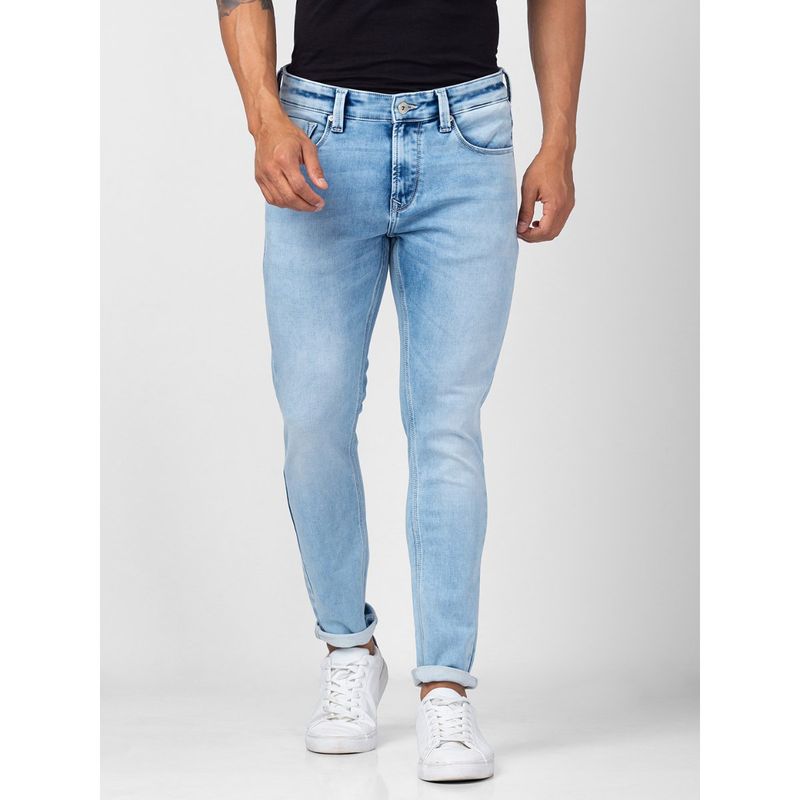 Spykar Men Ice Blue Cotton Slim Fit Tapered Length Jeans (Kano) (32)