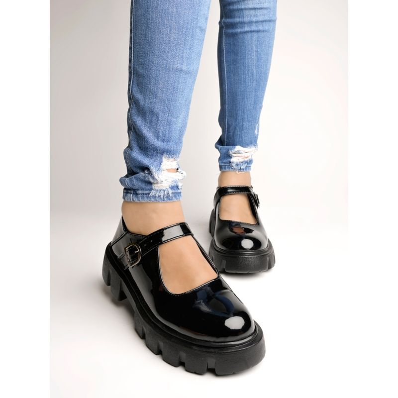 Shoetopia Smart Casual Buckle Detailed Black Loafers for Women & Girls (EURO 41)