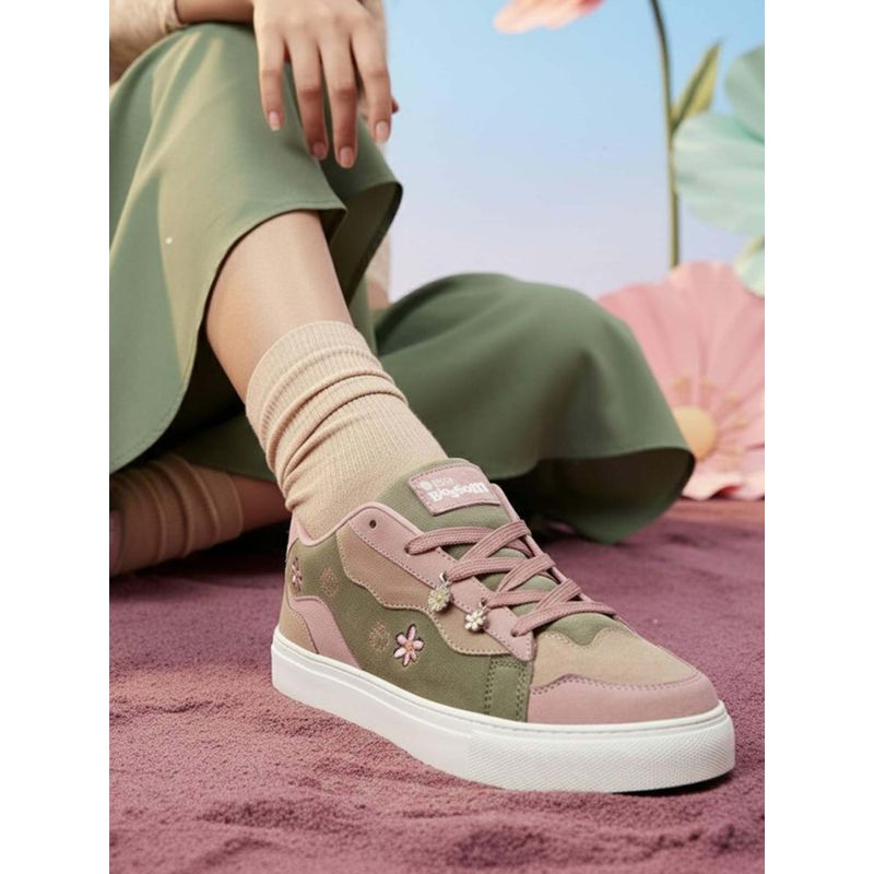 Bacca Bucci Blossom-Fresh Bloom Leather Pink Sneakers for Women (UK 8)