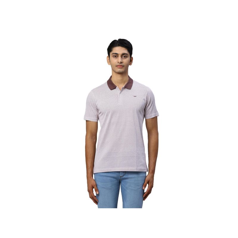 Park Avenue Slim Fit Printed Dark Brown Polo T-Shirt (S)