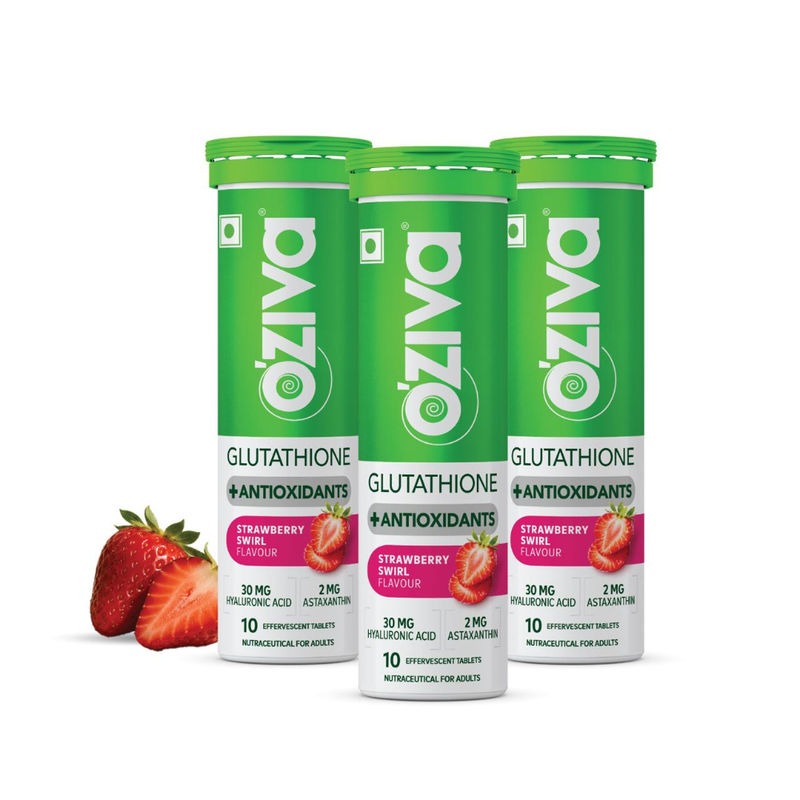 Oziva Bioactive Gluta Fizzy (L-Glutathione) - Strawberry Swirl