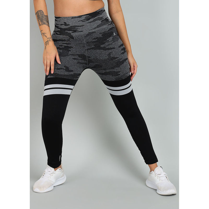 Kobo Womens Black Printed High Waist Tights (S)