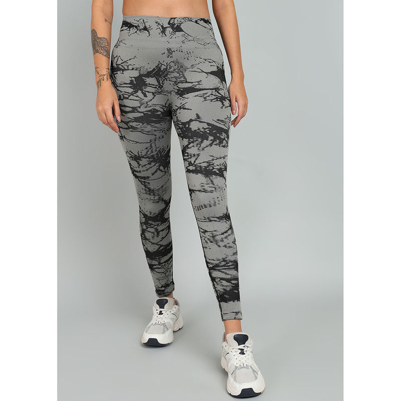 Kobo Grey Abstract Printed Women Tights (M)