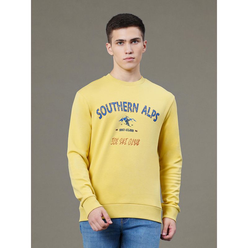 Red Tape Mens Yellow Graphic Print Cotton Polyester Sweatshirt (L)