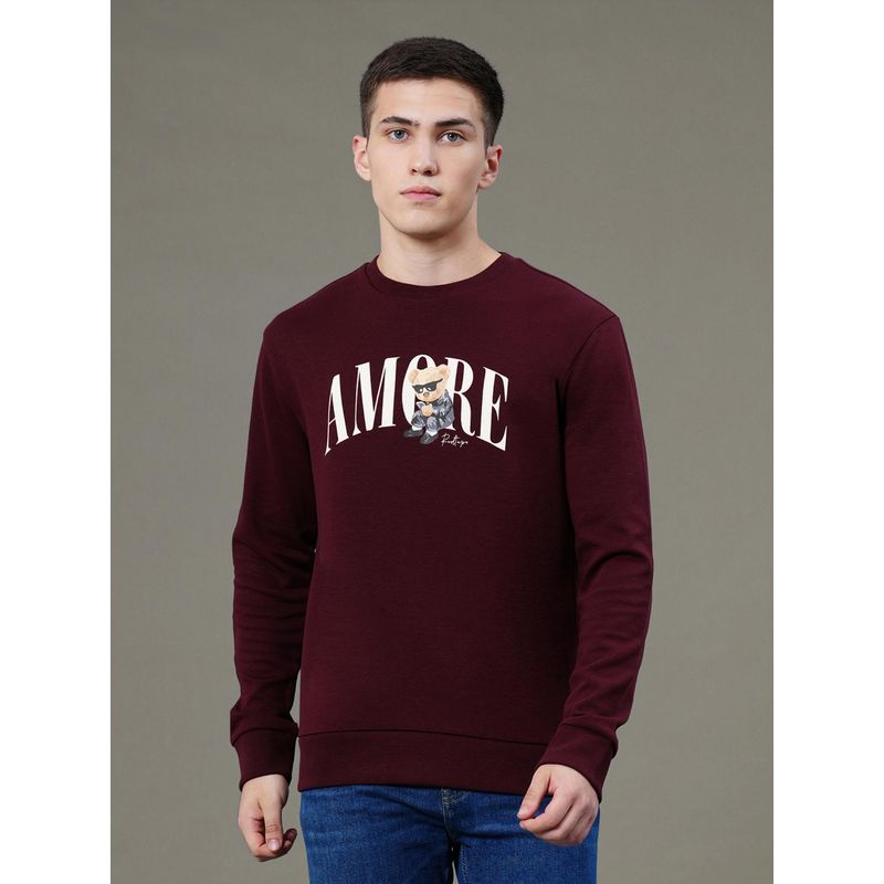 Red Tape Mens Wine Graphic Print Cotton Polyester Sweatshirt (L)