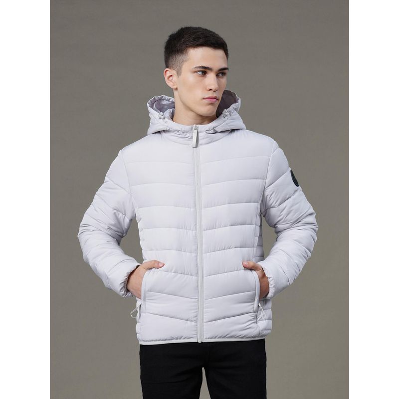 Red Tape Mens Light Grey Solid Polyester Water Resistant Padded Jacket (2XL)