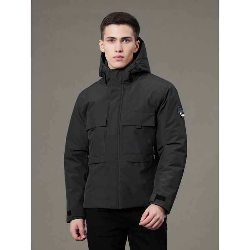 Red Tape Mens Olive Solid Polyester Padded Jacket (L)