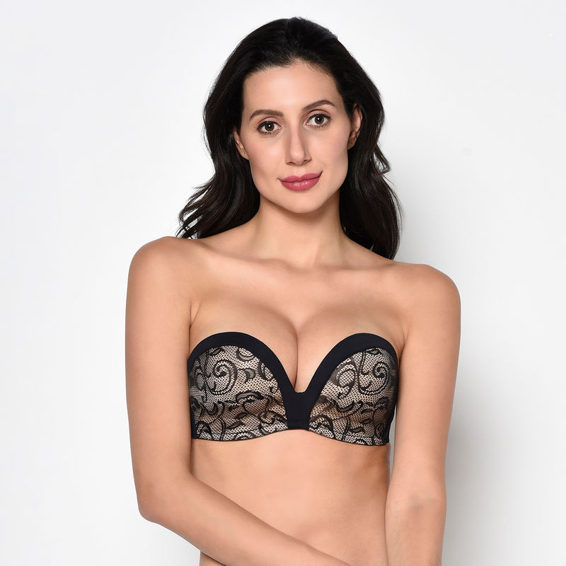 Da Intimo Lightly Padded Stick On Tube Bra Beige
