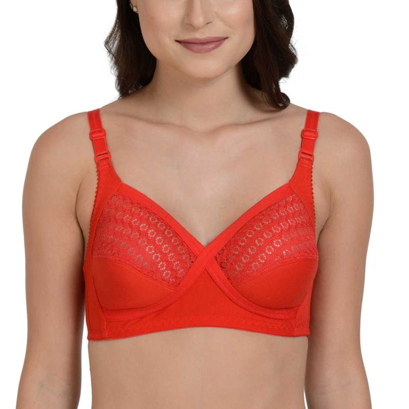 Mod & Shy Self Design Non Padded Everyday Bra - Red (32D)