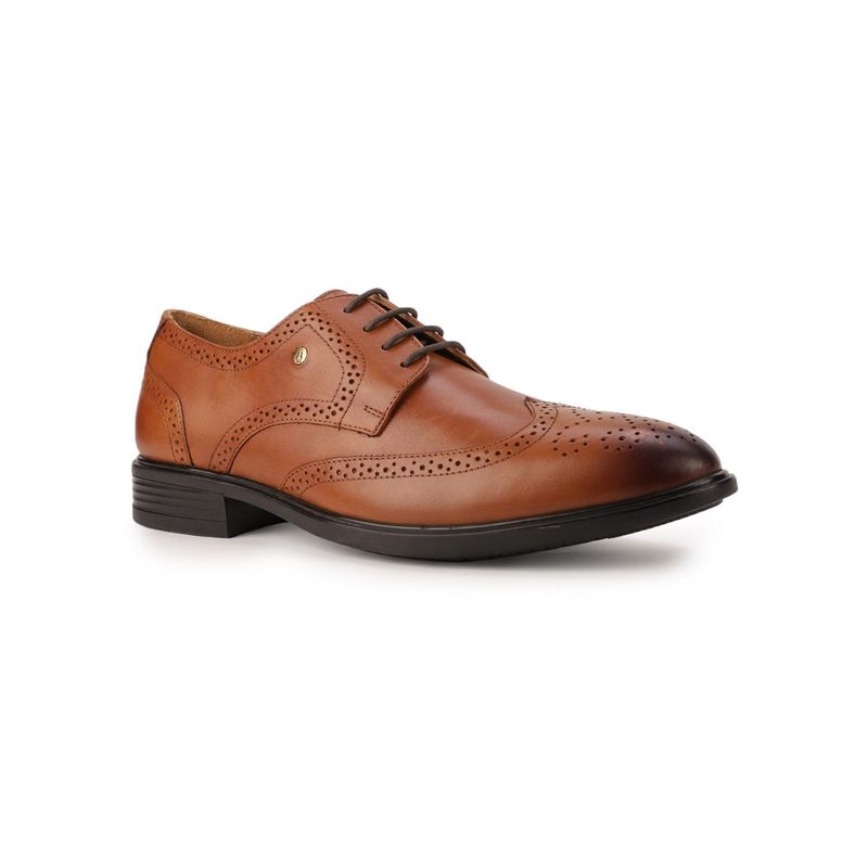 Hush Puppies Solid Tan Formal Derby Shoes (UK 9)