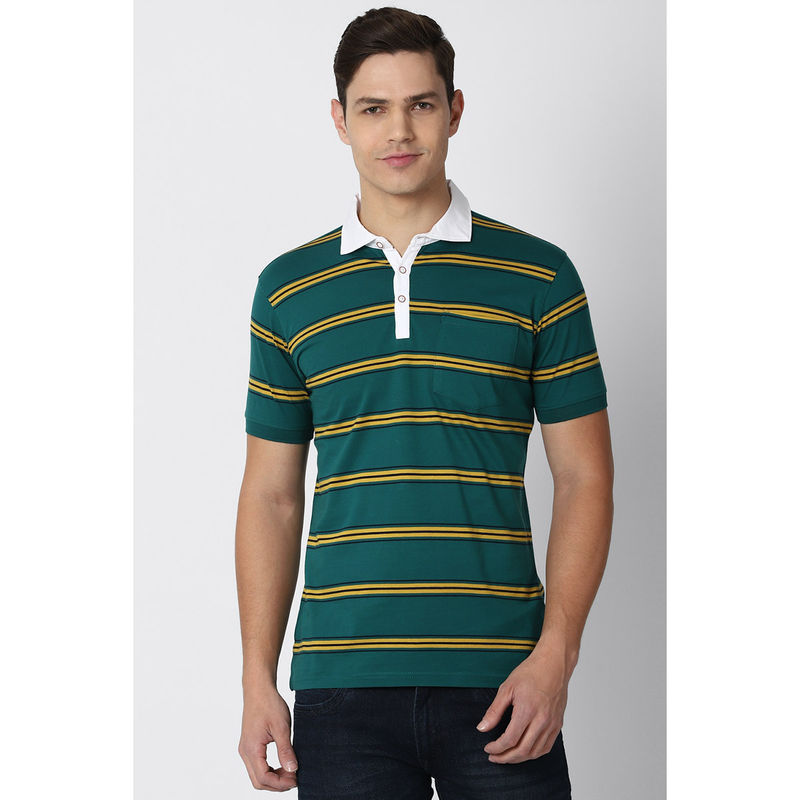 Peter England Men Green Polo T Shirt (S)