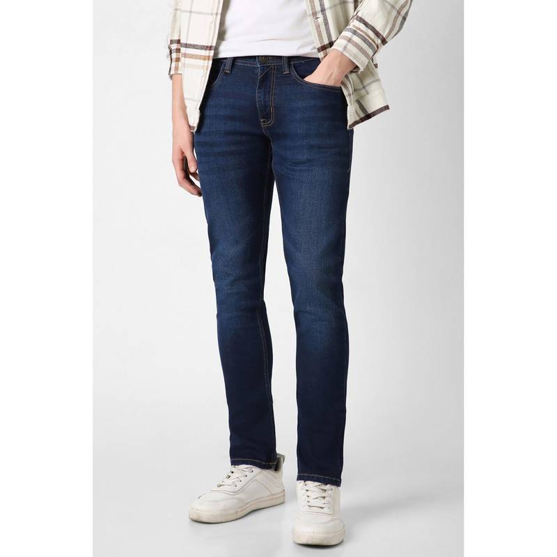 Peter England Men Navy Mid Wash Jeans (32)