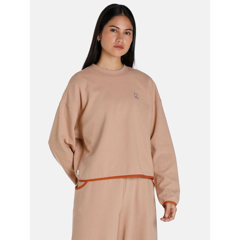 Puma Infuse Mock Neck Womens Beige Sweatshirt (L)