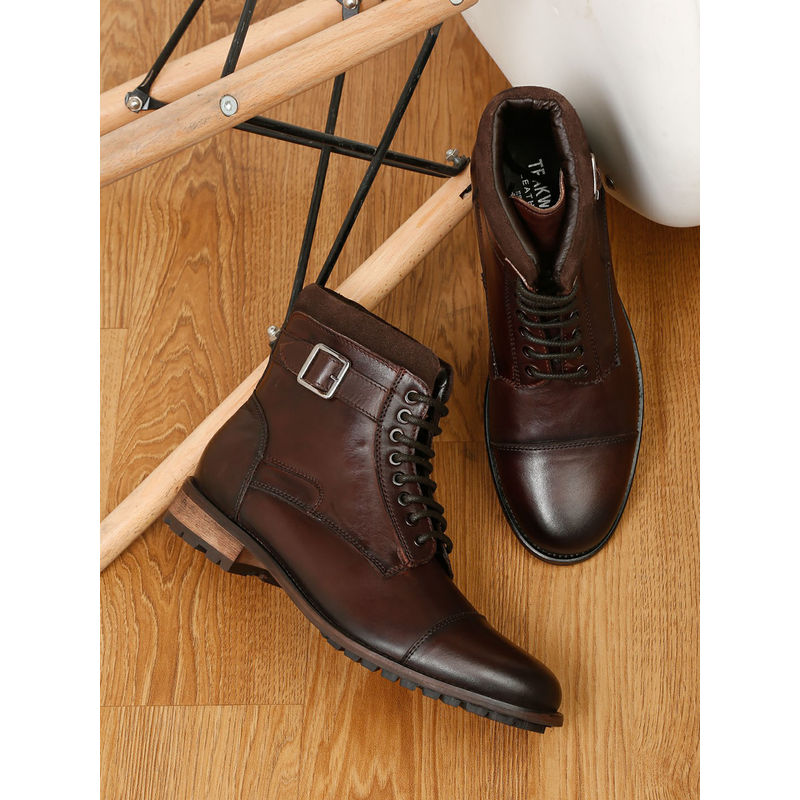 Teakwood Men Mid-Top Brown Lace-Up Boots (UK 6)
