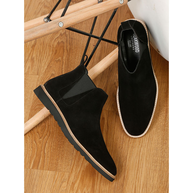 Teakwood Men Flat Eva Sole Black Regular Boots (UK 9)