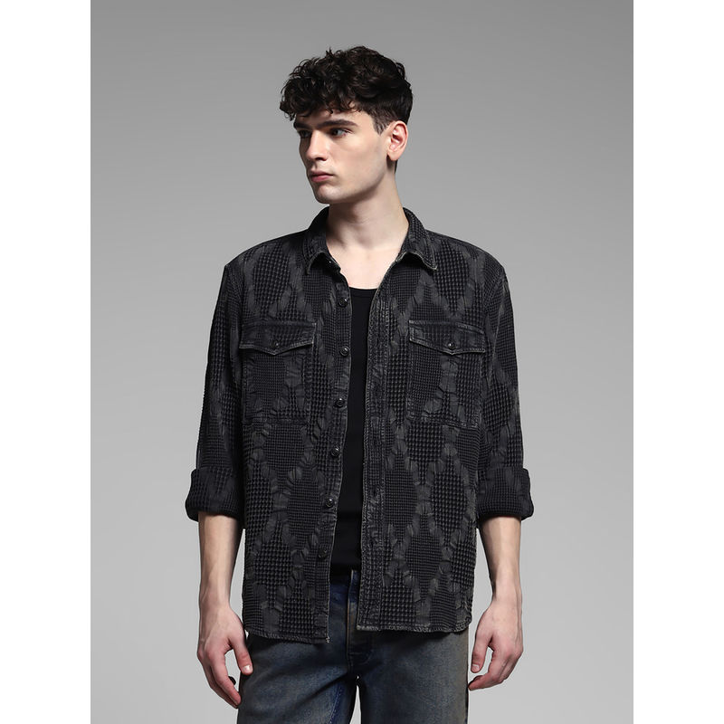 Jack & Jones Men Black Textured Shirt (2XL)