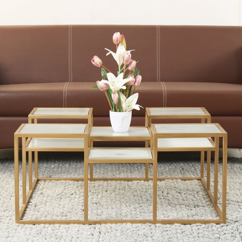 Buy Claymint Valentino Frosted Glass Bunching Coffee Table in Dark Gold