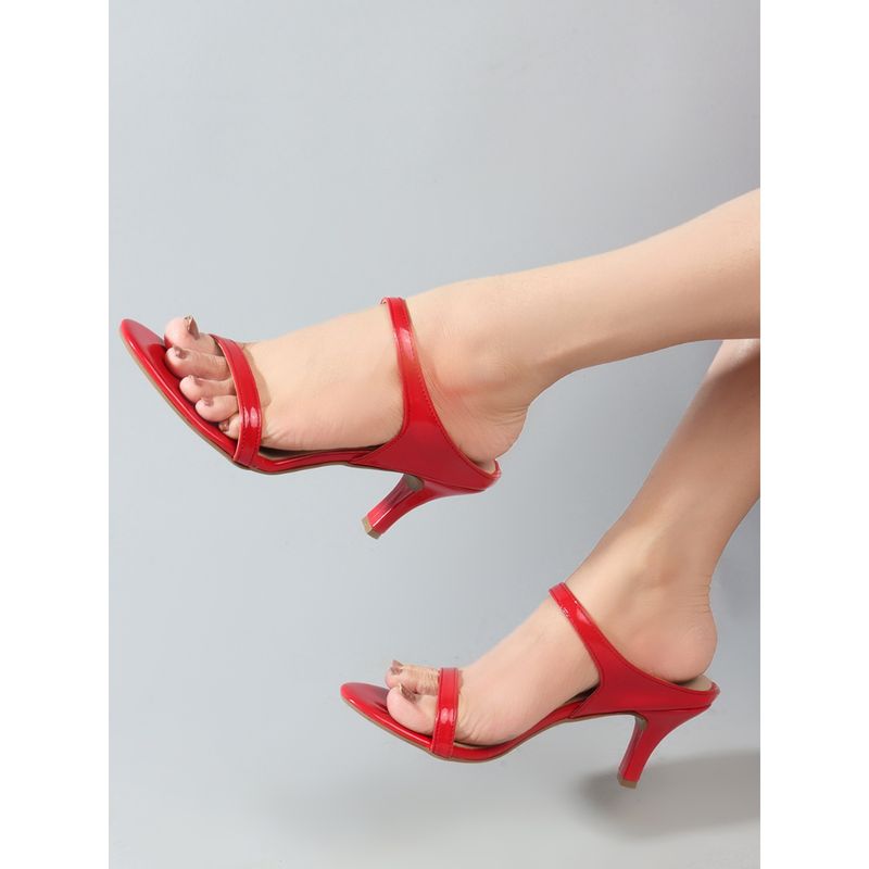 Carlton London Women Round Toe Slip On Red Sandal Heels (EURO 36)