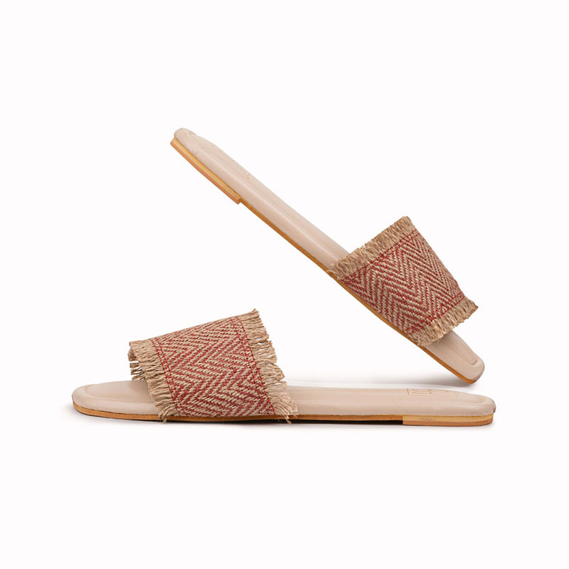 Noosh Jute Chevron Slides Red (EURO 37)