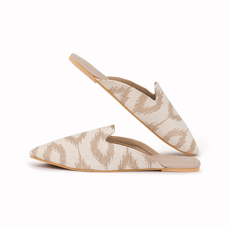 Noosh Ikat Slip On Mules Cream (EURO 36-37)
