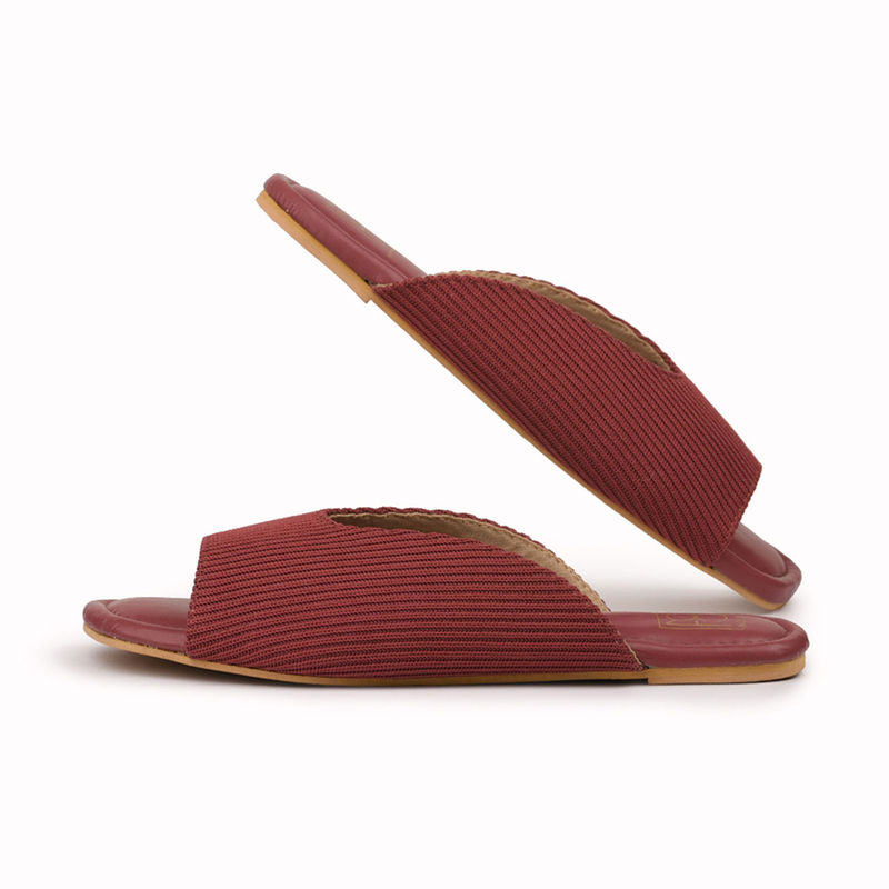 Noosh Cords Peep Toe Slippers Maroon (EURO 40)