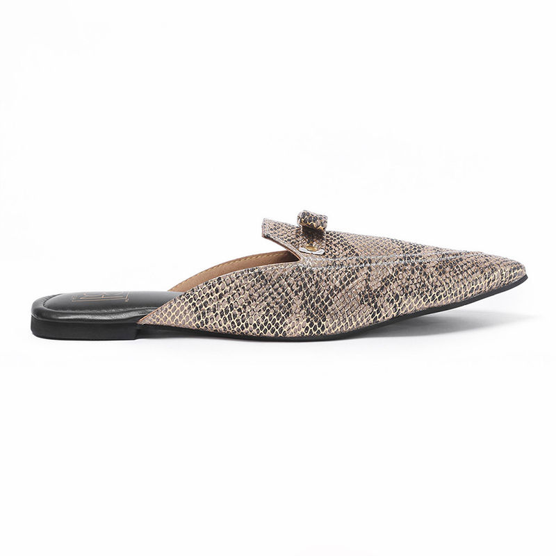 Noosh Glam Embellished Vegan Snake Skin Mule Gold (EURO 36-37)