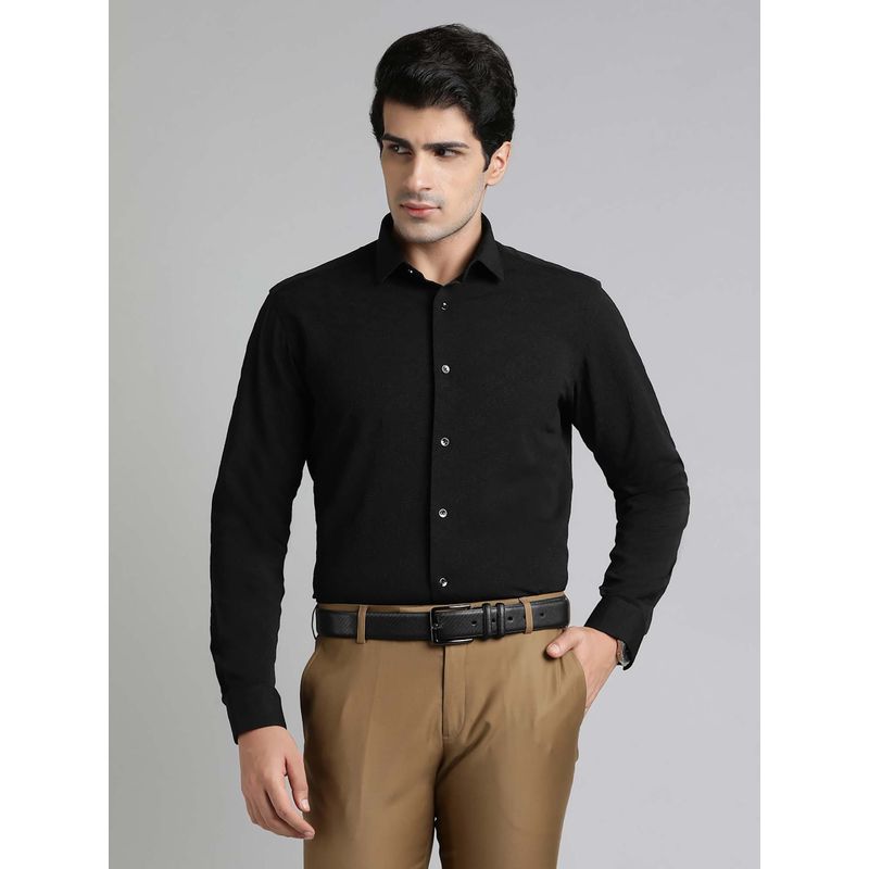 Greenfibre Black Solid Slim Fit Shirt (39)