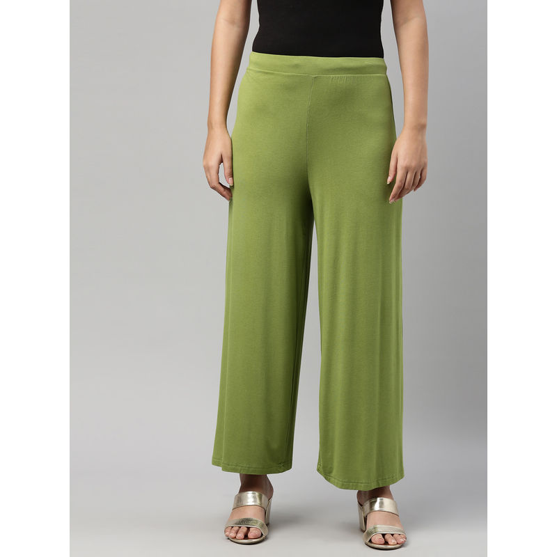 Pista Green Straight Solid Palazzo