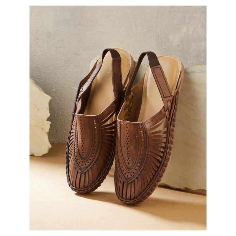 Fabindia Women Brown Leather Sandals (UK 4)