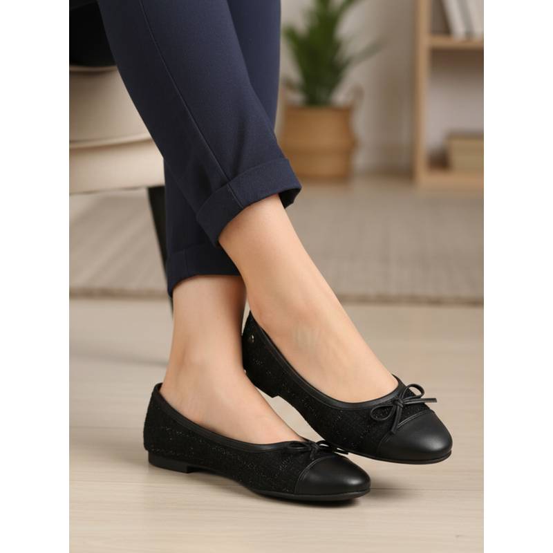 ELLE Black Synthetic Round Toe Ballerina (EURO 36)