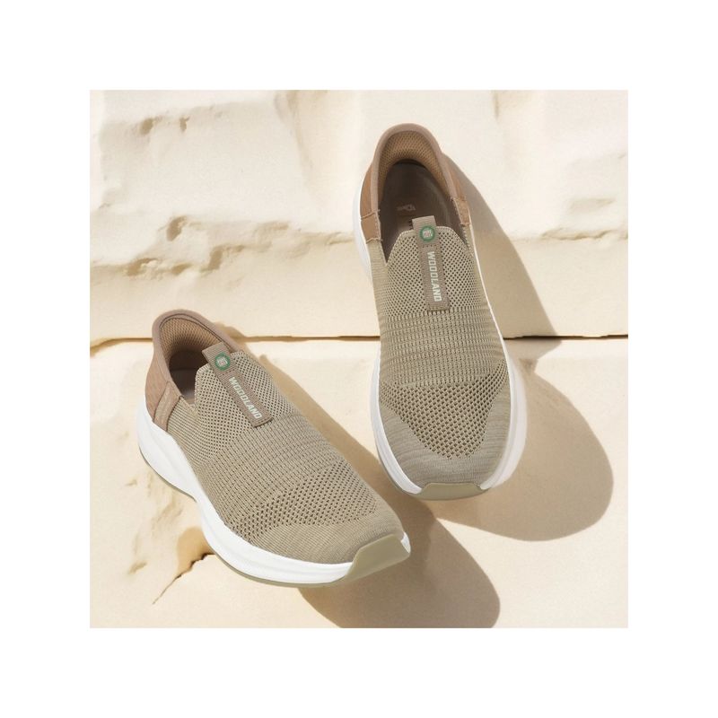 WOODLAND Brown Mesh Round Toe Sneakers (EURO 38)