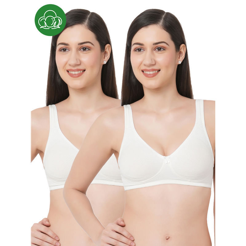 Inner Sense Organic Cotton Antimicrobial Seamless Side Support Bras (Pack Of 2)-White (44C)