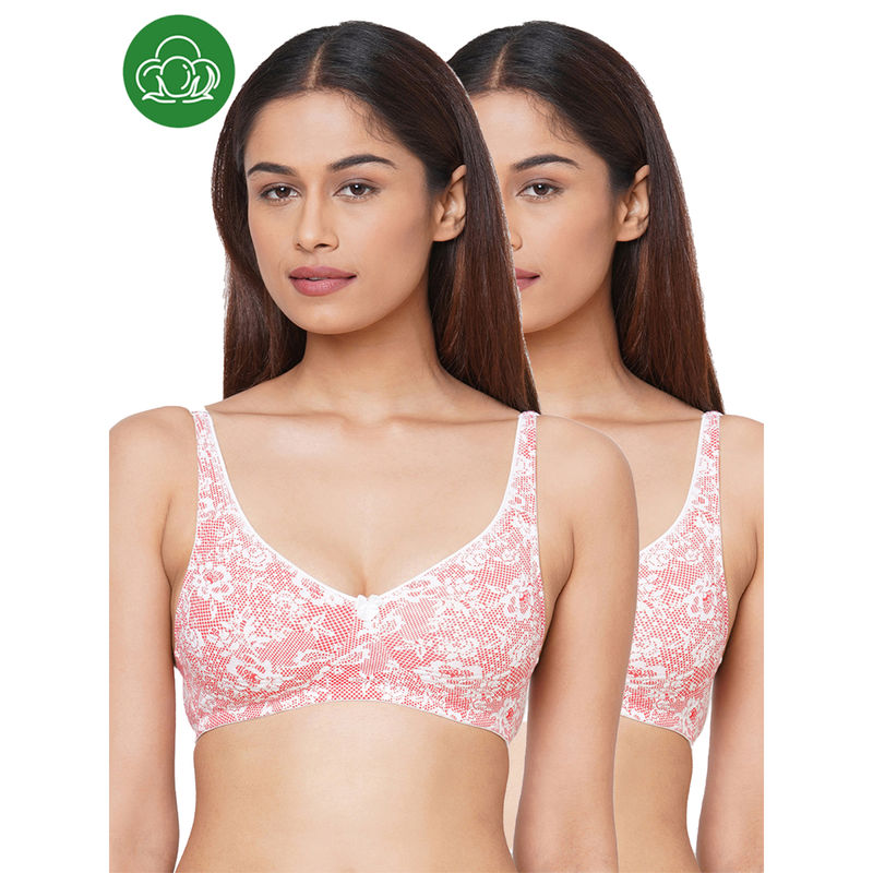 Inner Sense Organic Cotton Antimicrobial Seamless Side Support Bras (Pack Of 2)-Pink (32B)