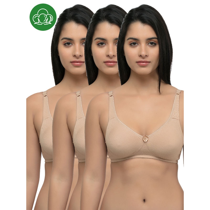 Inner Sense Organic Cotton Antimicrobial Seamless Side Support Bras (Pack Of 3)-Nude (38Dd)