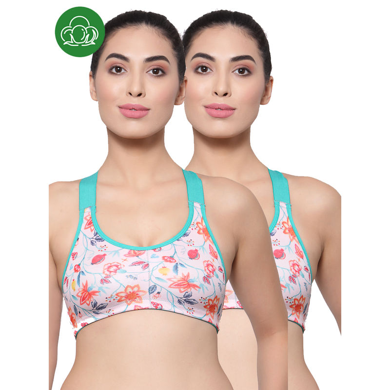 Inner Sense Organic Cotton Antimicrobial Medium Impact Sports Bras (Pack Of 2)-Pink (S)