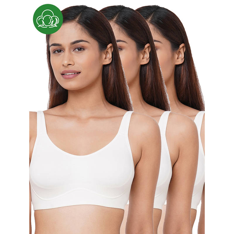 Inner Sense Organic Cotton Antimicrobial Soft Cup Full Coverage Bras (Pack Of 3)-White (32B)