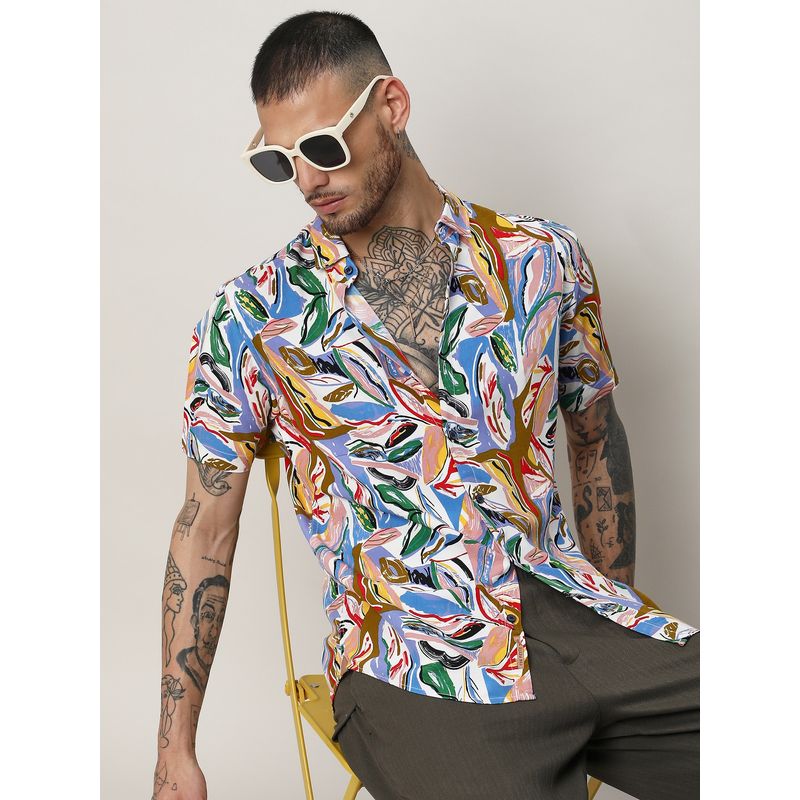 Campus Sutra Men Multi-Color Rayon Printed Casual Shirt (S)