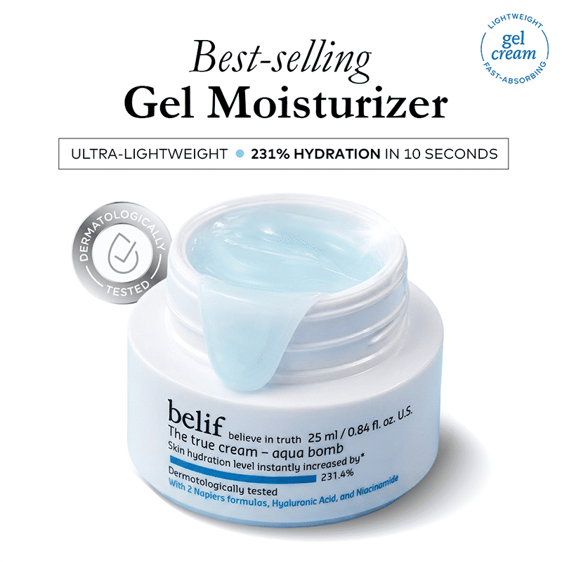 belif Aqua Bomb Gel Moisturizer Vegan Korean Hydrating Face Cream With Niacinamide & Hyaluronic Acid