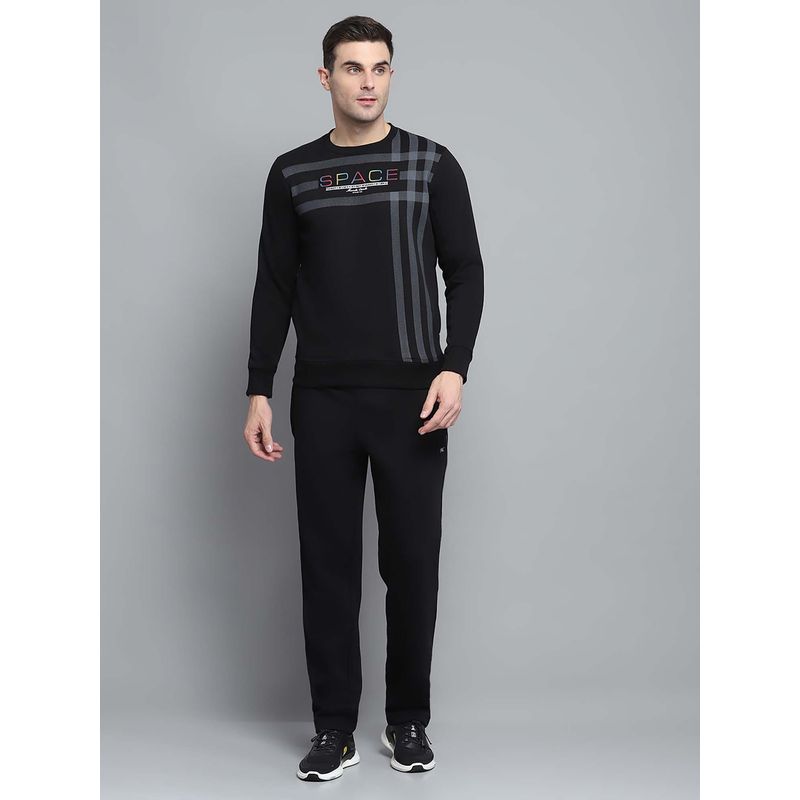Monte Carlo Mens Typography Black Round Neck Full Sleeves Tracksuit (Set of 2) (3XL)
