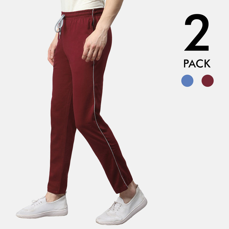 ALMO Fresco Slim Fit 100% Cotton Trackpants (pack Of 2) - Multi-Color (S)